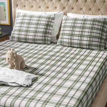 Tepunor Plaid 100% Cotton Flannel Sheet Set